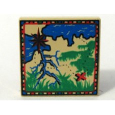 Part 3068bpx24 Tan Tile 2 x 2 with Map Red-Blue -Green Border Pattern 